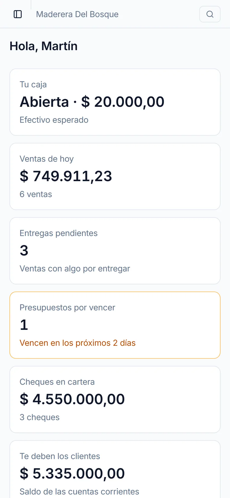 El mismo Inicio en el celular